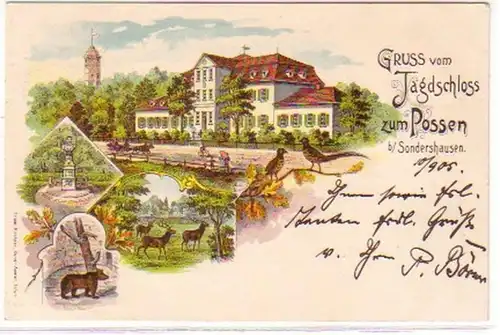 18814 Ak Lithographie Gruß vom Jagdschloss zum Possen