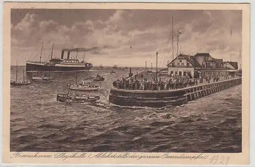 18807 Ak Bremerhaven Loydhalle Départ des grands paquebots océaniques 1927