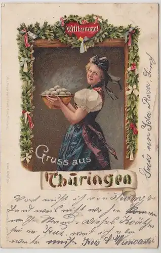 18777 Ak Lithographie Gruss aus Thüringen 1900