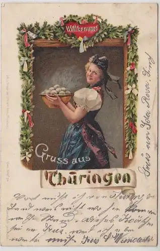 18777 Ak Lithographie Gruss de Thuringe 1900