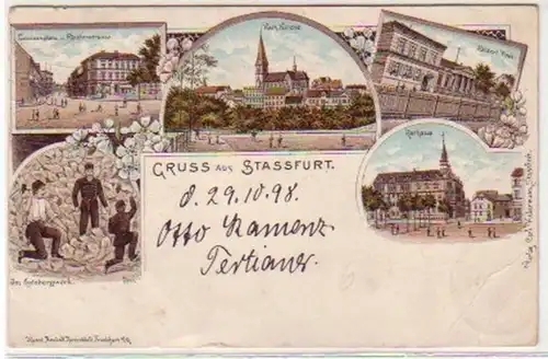 18772 Ak Lithographie Gruß aus Stassfurt 1898