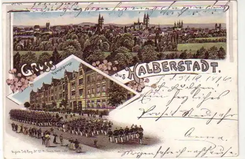 18771 Ak Lithographie Salutation de Halberstadt 1896