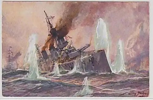 18770 Ak croiseur de bataille anglais dans le feu de Salven German Schreuzer vers 1915