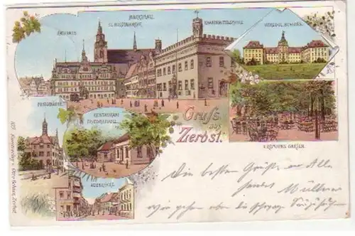 18769 Ak Lithographie Gruß aus Zerbst 1899