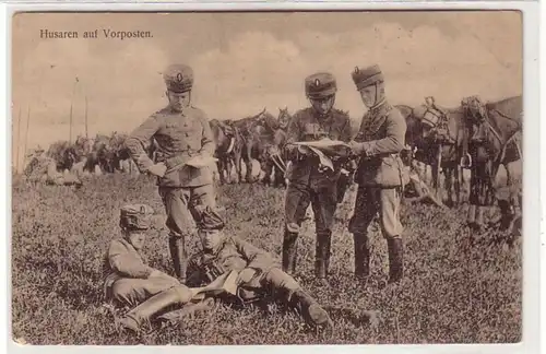 18746 Feldpost Ak Husaren auf Vorposten 1915