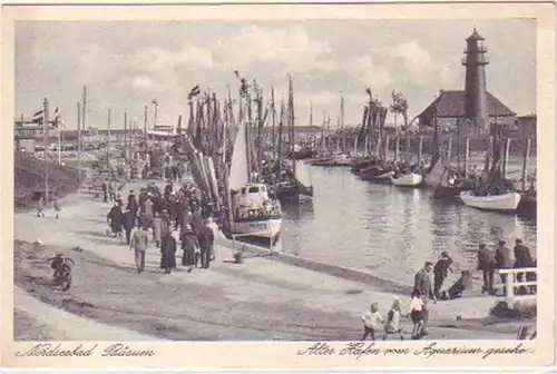 18711 Ak Nordssebad Büsum alter Hafen mit Schiffen 1935