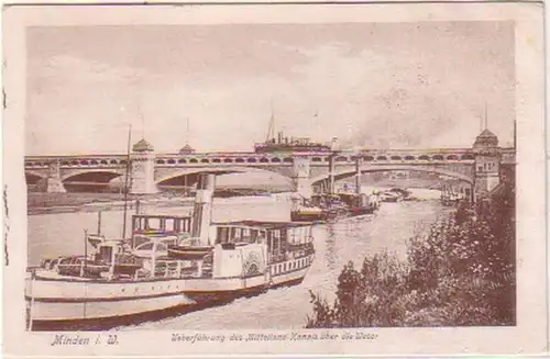 18678 Ak Minden en Westphalie Canal central de la région vers 1930