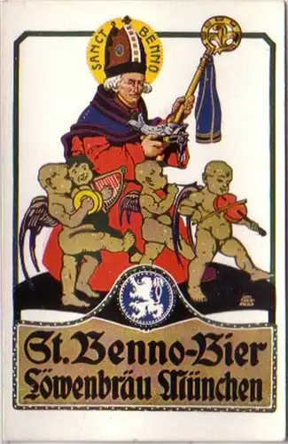 18673 Publicité Ak St. Benno Bier Löwenbräu Munich 1920