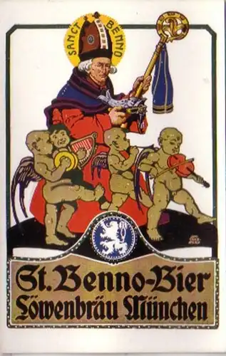 18671 Publicité Ak St. Benno Bier Löwenbräu Munich 1920