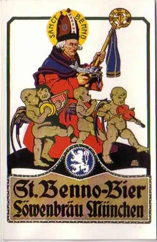 18655 Publicité Ak St. Benno Bier Löwenbräu Munich 1920