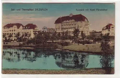 18640 Ak Solbad Salzuflen Kurpark avec Hotel Fürstenhof 1913