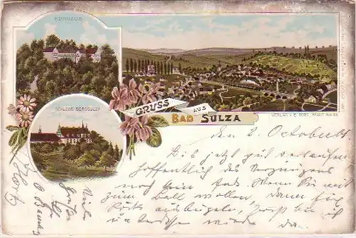 18566 Ak Lithographie Gruss de Bad Sulza 1901