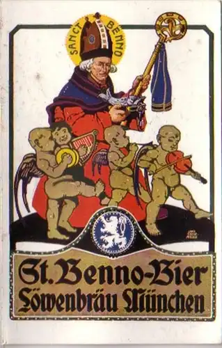 18563 Publicité Ak St. Benno Bier Löwenbräu Munich 1920