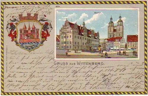 18553 Ak Lithographie Gruss aus Wittenberg 1906