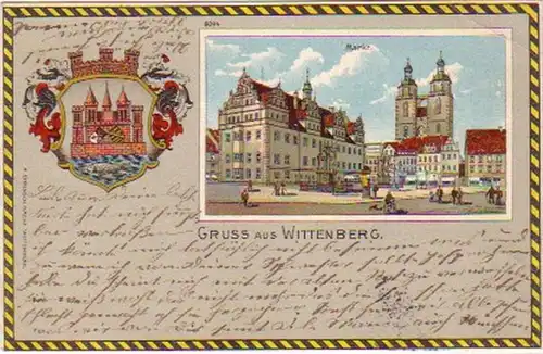 18553 Ak Lithographie Gruss de Wittenberg 1906