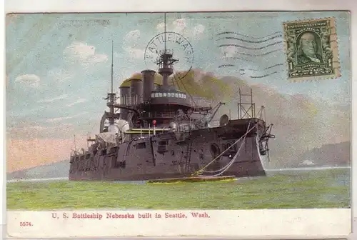 18484 Ak U.S. Battleship Nebraska fait ses preuves dans Seattles Wash. 1908