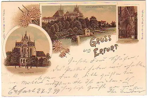 18474 Ak Lithographie Gruß aus Erfurt 1899