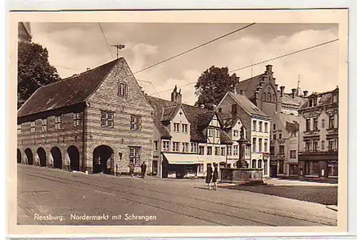 18427 Ak Flensburg Nordermarkt mit Schrangen um 1940