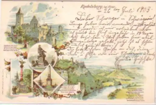 18411 Ak Lithographie Rudelsburg bei Bad Kösen 1903