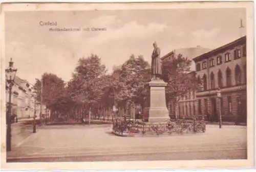 18332 Ak Crefeld Moltkedenkmal mit Ostwall 1918