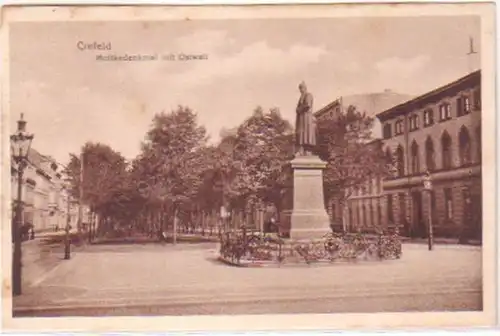 18332 Monument à Moltkeden Ak Crefeld avec le mur d'est 1918