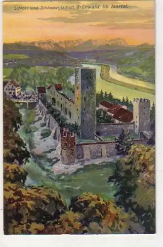 18299 Künstler-Ak Schloss Grünwald im Isartal 1917