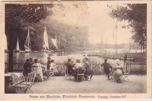 18220 Ak Gruss aus Moorlake Biergarten Baumann um 1930