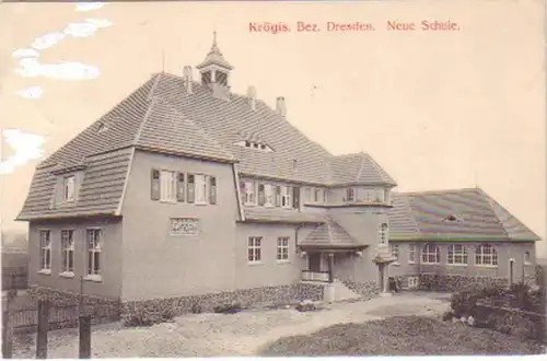 18219 Ak Krögis Bez. Dresden - Neue Schule 1913