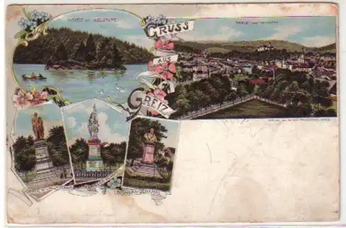 18193 Lithographie Gruß aus Greiz um 1900