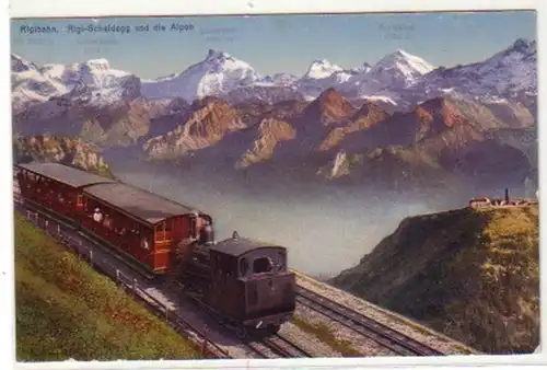18094 Ak Rigibahn Régi Scheidegg et les Alpes vers 1910