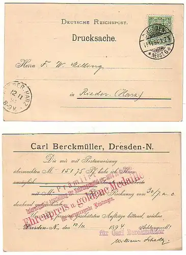 18087 Reklame Ak Dresden Carl Berckmüller 1894