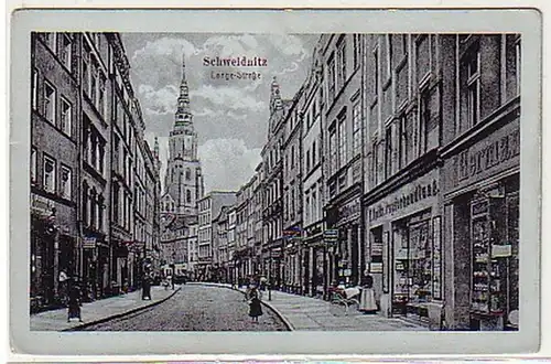 18075 Ak Schweidnitz Schlesien Lange Straße um 1930