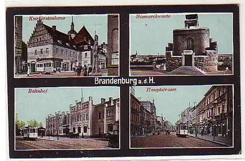 18074 Mehrbild Ak Brandenburg a.H. Bahnhof usw. 1918