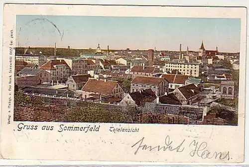 18049 Ak Gruß aus Sommerfeld Totalansicht 1902