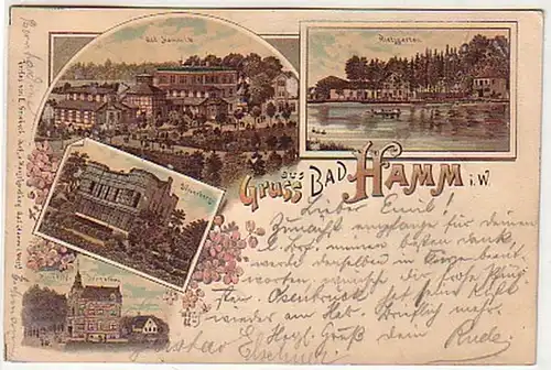 18047 Ak Lithographie Salutation de Bad Hamm i.W. 1897