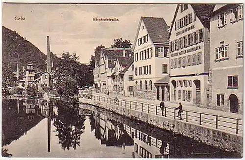 18012 Ak Calw Bischofstraße mit Cigarrenfabrik um 1910
