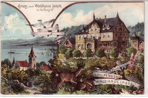 17964 Ak Lithographie Gruß vom Waldhaus Jakob bei Konstanz 1910