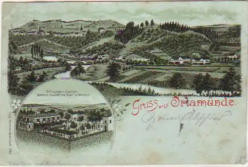 17935 Lithografie Gruss aus Orlamünde 1899