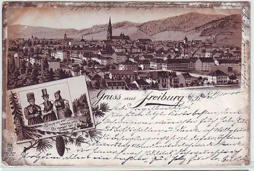 17900 Ak Lithographie Gruss de Fribourg 1900