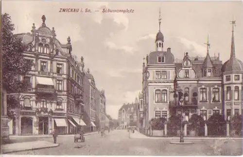 17894 Ak Zwickau in Sachsen Schumannplatz um 1910