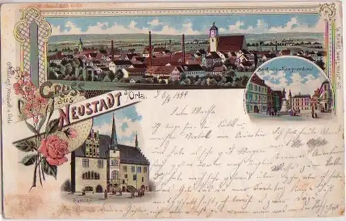 17889 Lithographie de la ville de Neustadt a. Orla 1899