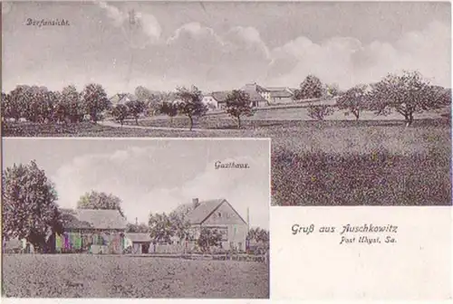 17869 Multi-image Ak Salutation de Auschkowitz Auberge vers 1910