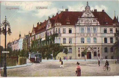 17836 Ak Magdeburg Wilhelma mit Strassenbahn 1914