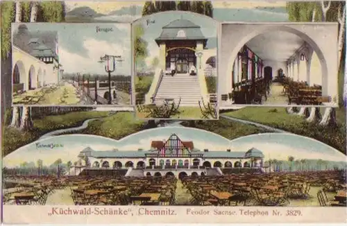 17773 Mehrbild Ak Chemnitz "Küchwald Schänke" 1911