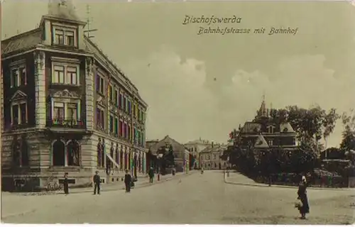 17753 Ak Bischofswerda Bahnhofstraße avec gare 1909