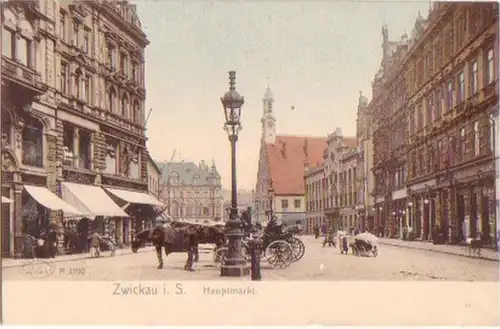 17749 Ak Zwickau in Sachsen Hauptmarkt um 1900