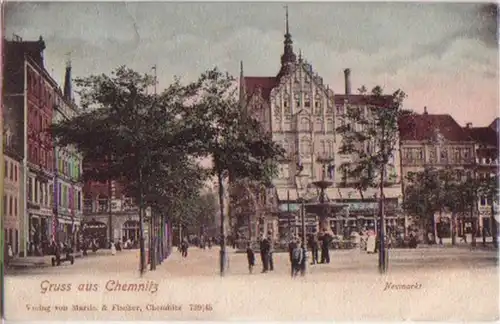 17737 Ak Gruß aus Chemnitz Neumarkt 1903