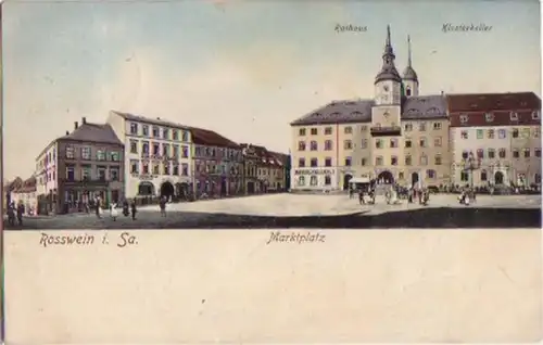 17713 Ak Rosswein in Sa. Marktplatz Klosterkeller 1907
