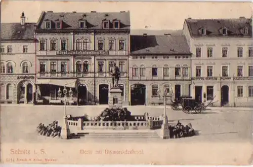 17710 Ak Sebnitz Markt mit Bismarckdenkmal Hotel 1901