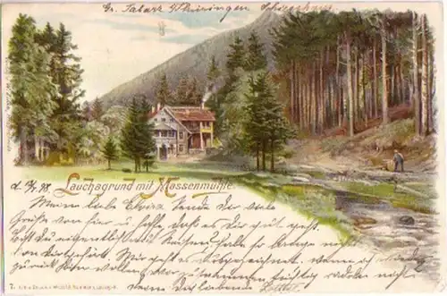 17695 Litho Ak Lauchagrund avec moulin à masse 1898